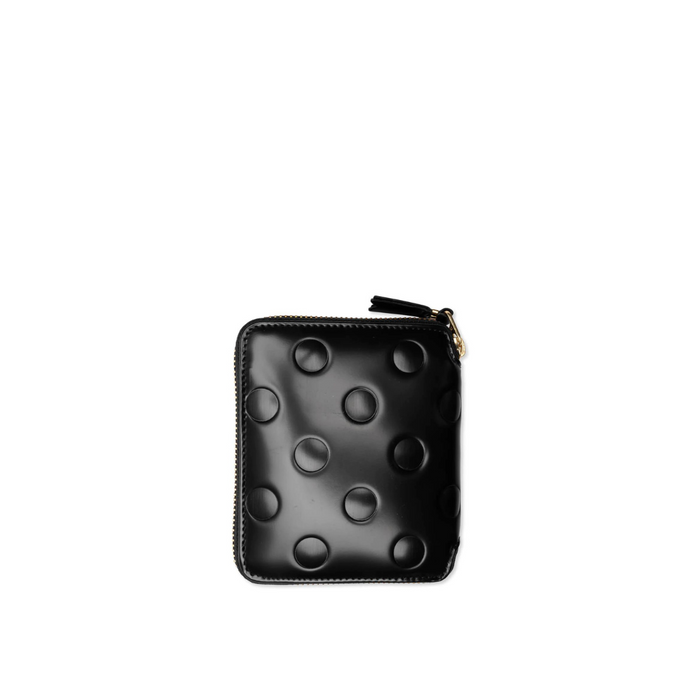 COMME des GARÇONS WALLETS Full Zip Embossed Polka Dot Leather Wallet - Black