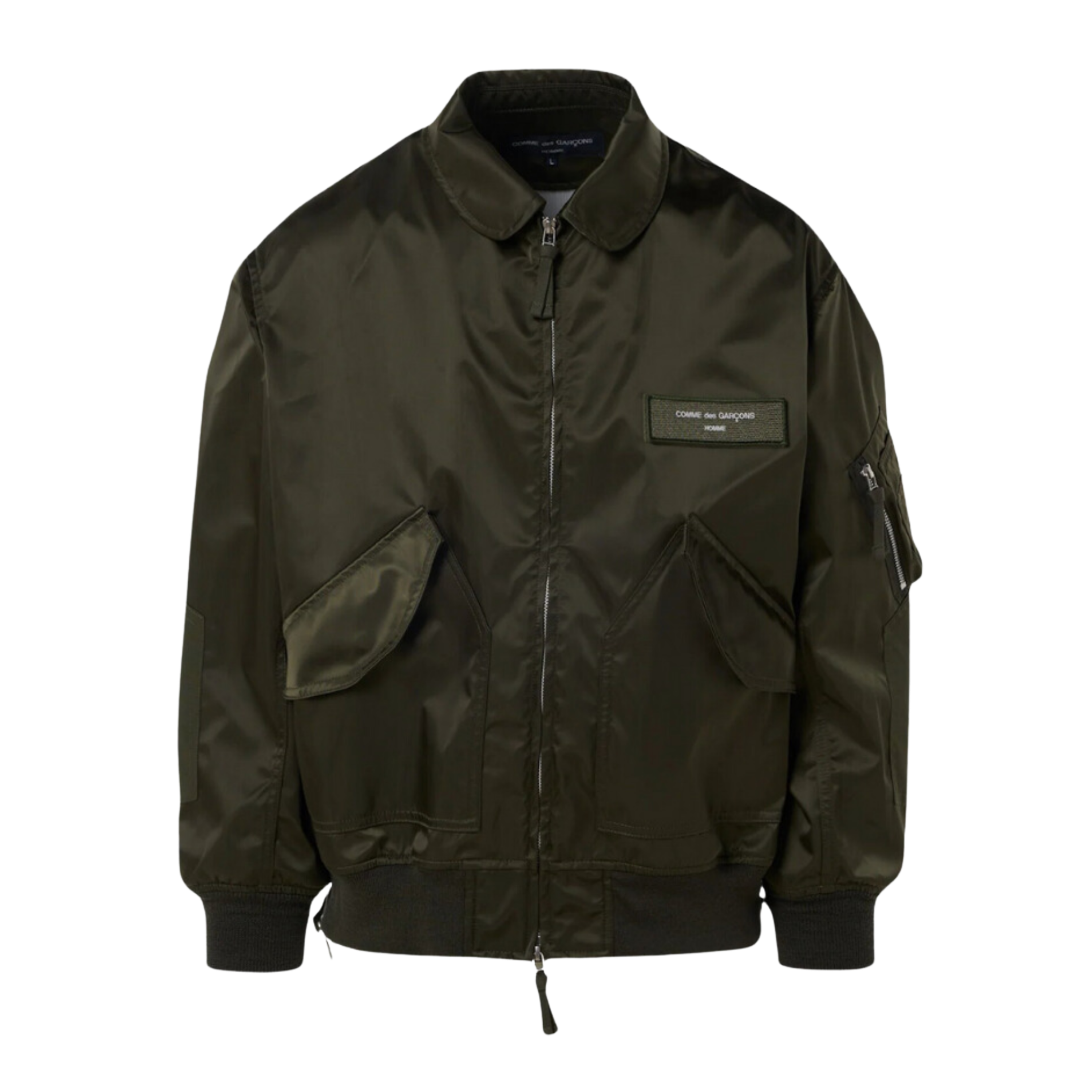 COMME des GARÇONS Homme Satin Bomber Jacket - Green/Khaki
