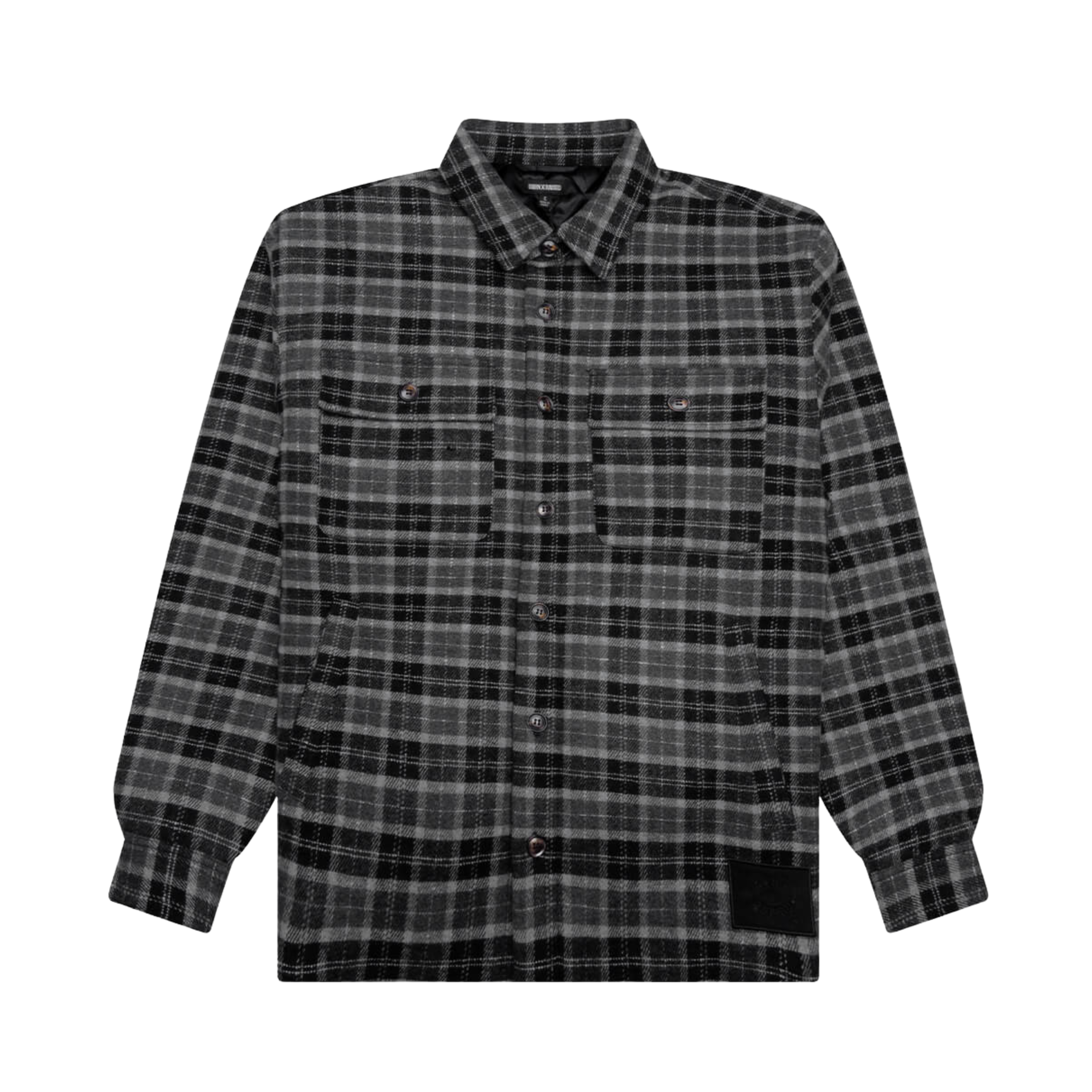 Born X Raised Embroidered Flannel Shirt Jacket - Grey/Black 