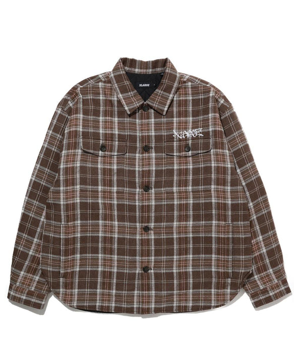 Men's XLARGE Quilted Flannel Shirt - Brown