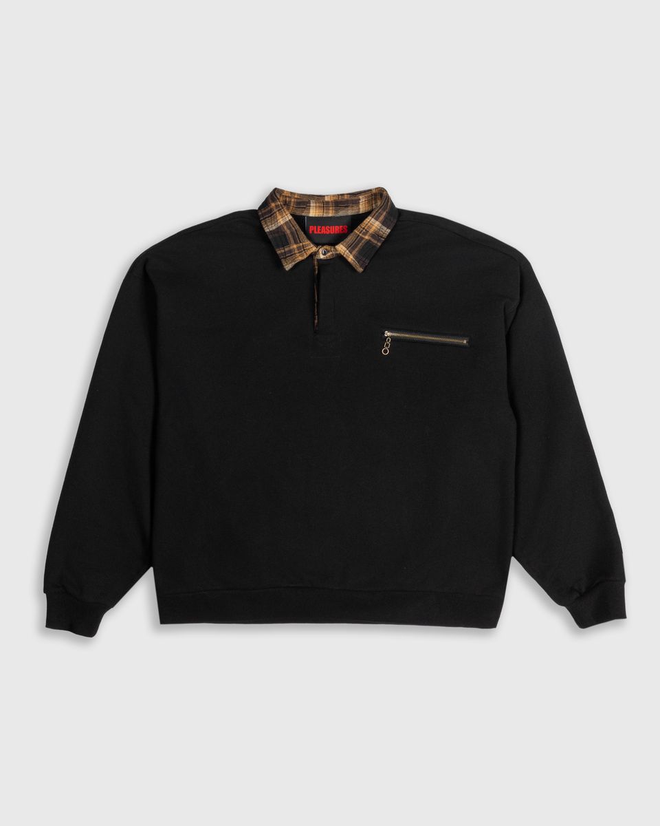 Pleasures Town Polo Sweatshirt - Black