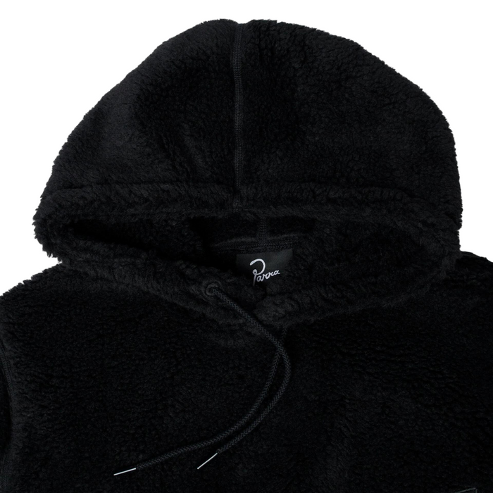 Parra Mirrored Flag Logo Polar Fleece Hooded Pullover - Black