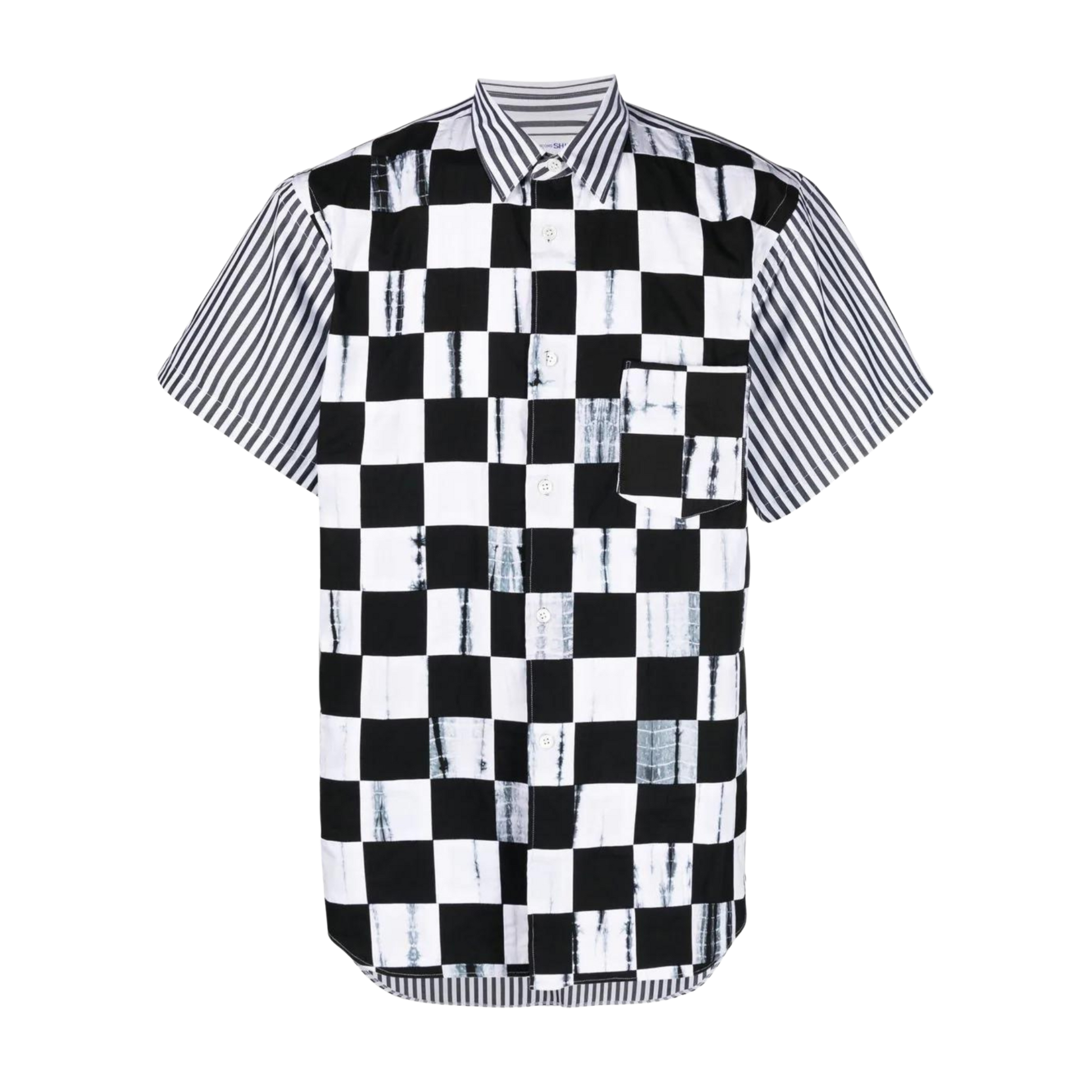 COMME des GARÇONS Patchwork Mix-Print Shirt - Check/Stripes