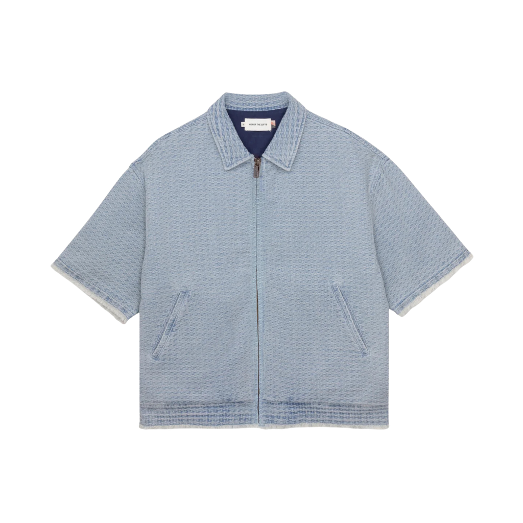 Men's Honor The Gift Vintage Indigo Zip Front Short Sleeve - Light Indigo