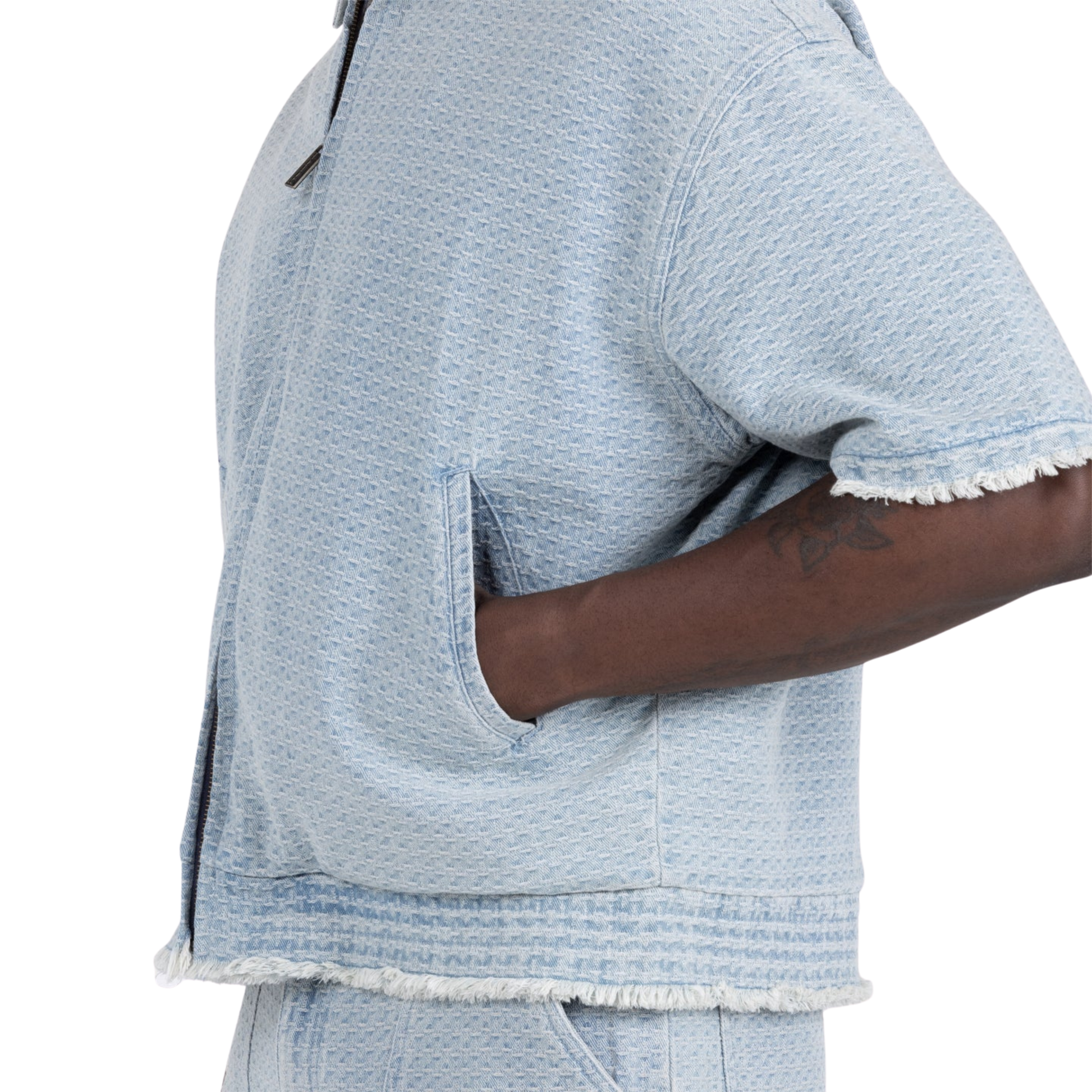 Men's Honor The Gift Vintage Indigo Zip Front Short Sleeve - Light Indigo