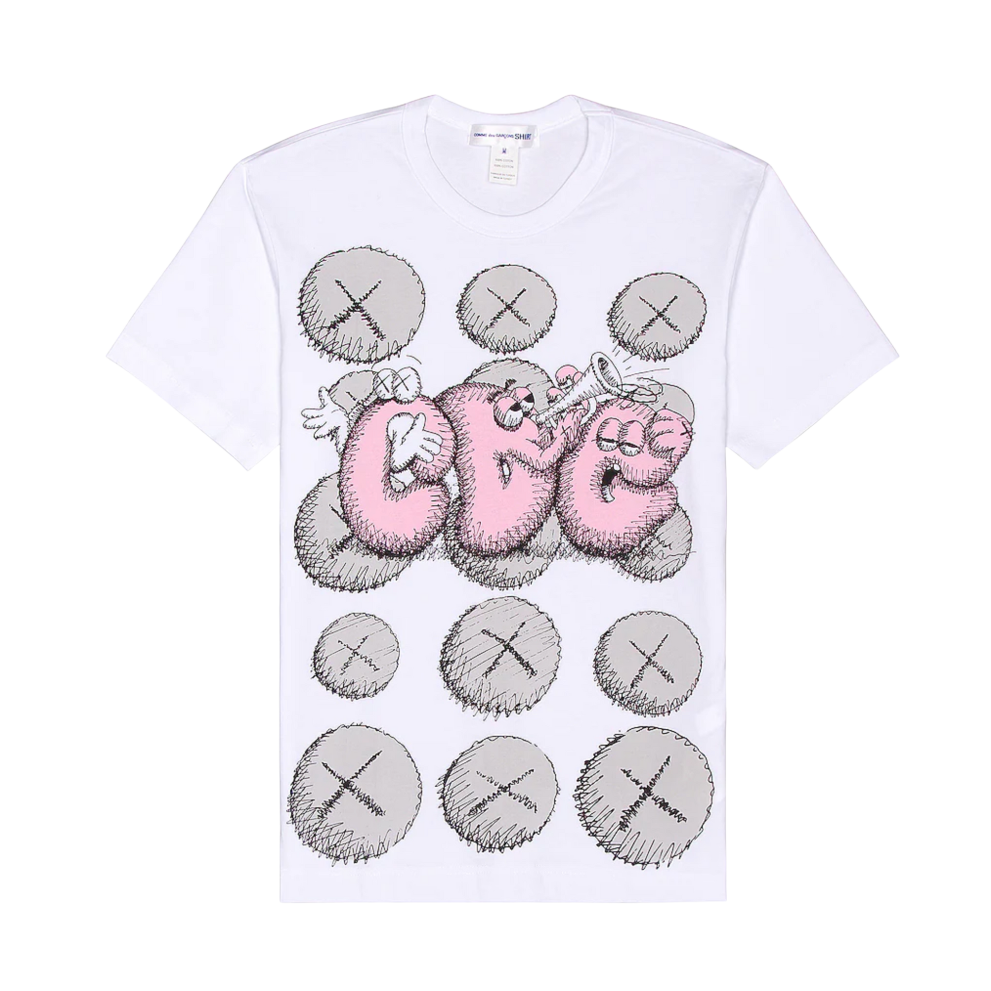 COMME des GARÇONS SHIRT x KAWS Tee - White/Pink/Grey