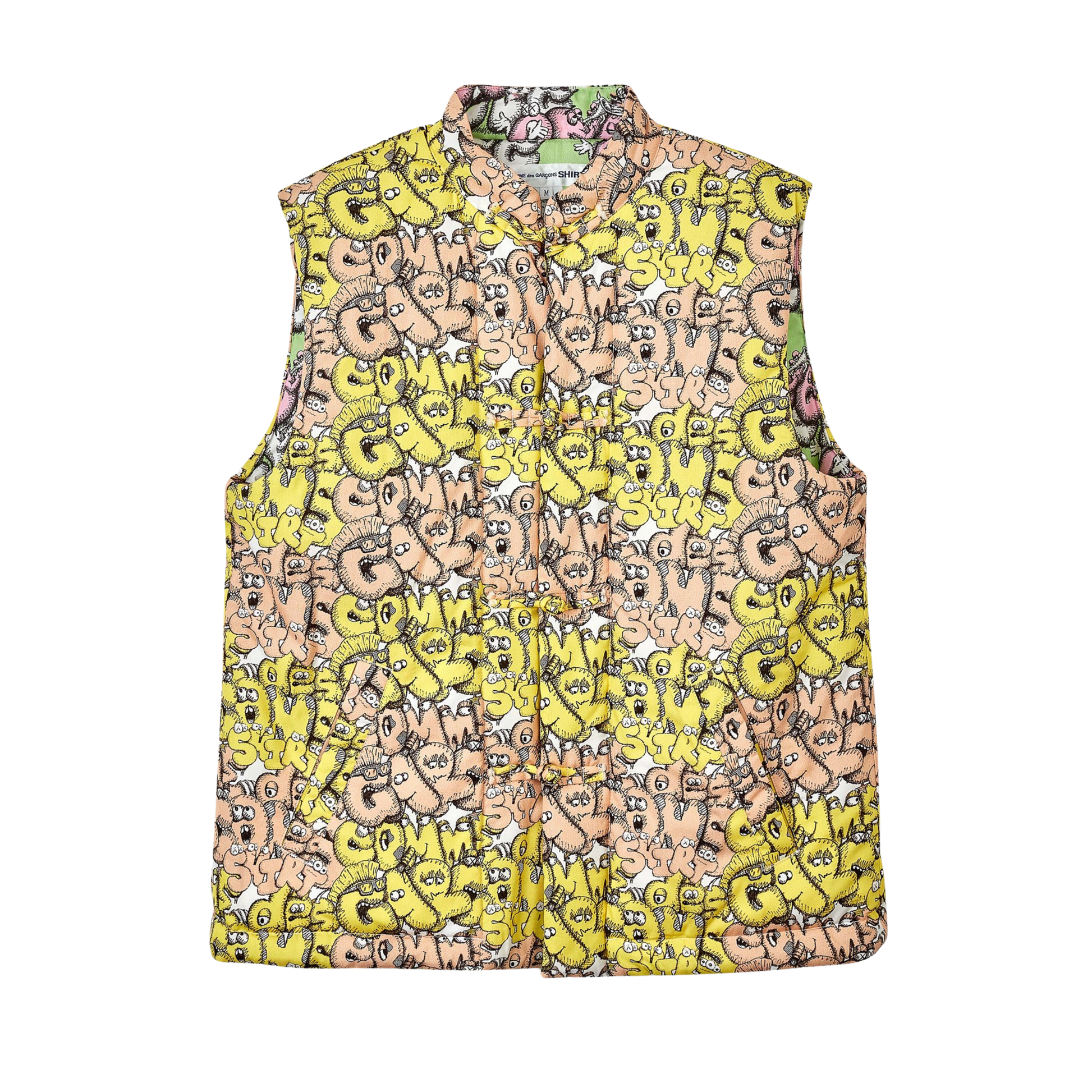 COMME DES GARÇONS SHIRT X KAWS Woven Padded Vest - Yellow/Pink