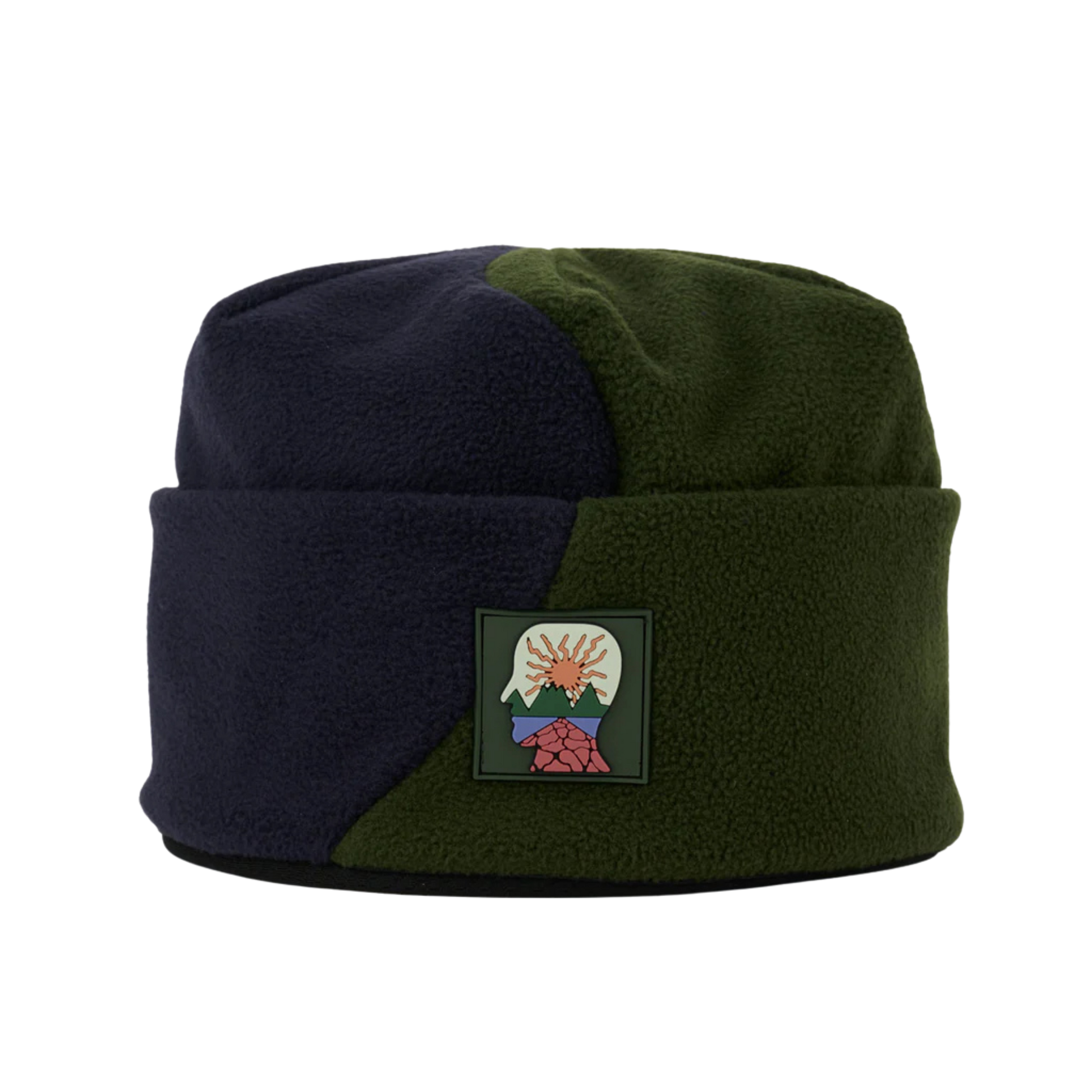 Brain Dead Organic Panel Polar Fleece Beanie - Navy/Olive