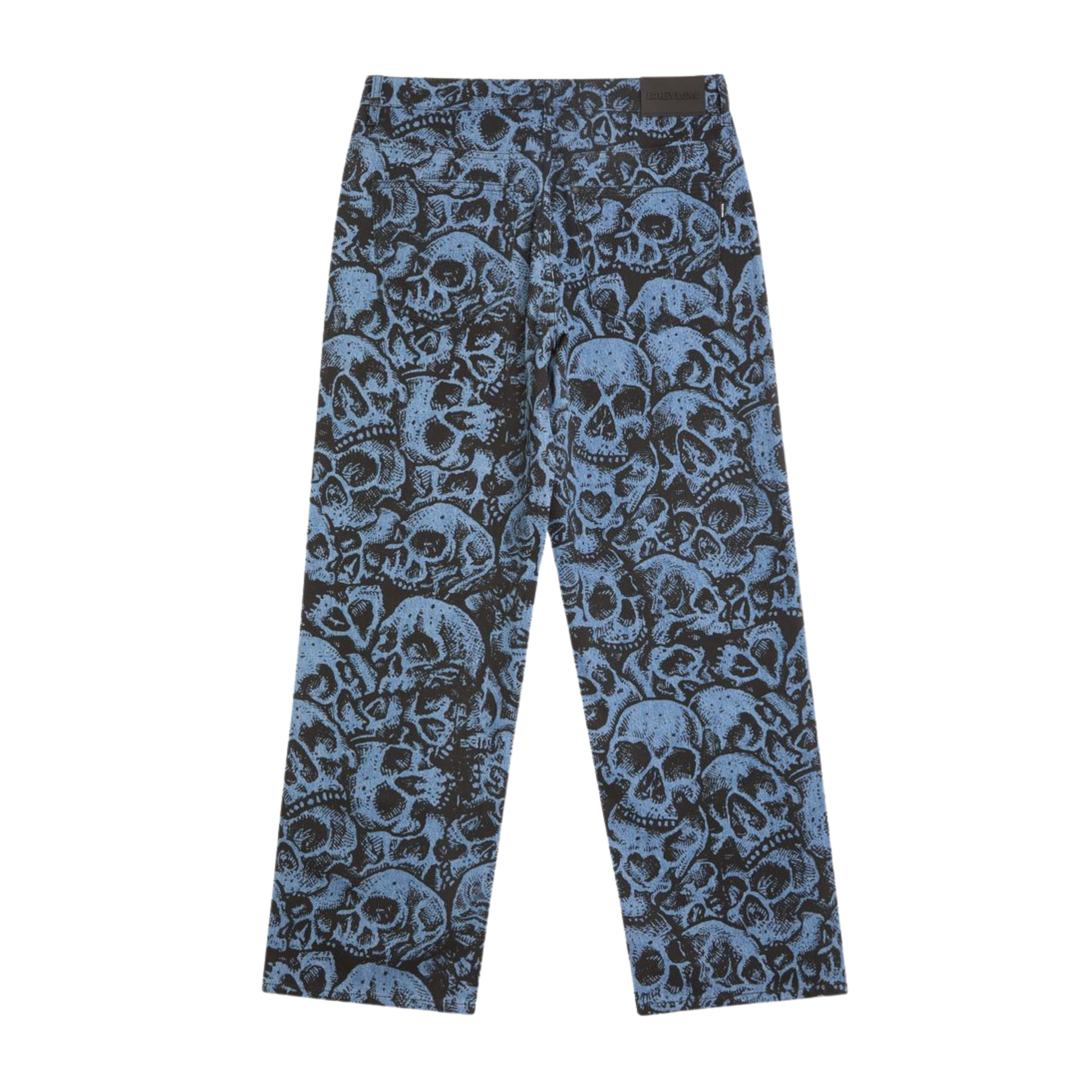 Babylon Skulls Denim Pant - Skull Print Blue