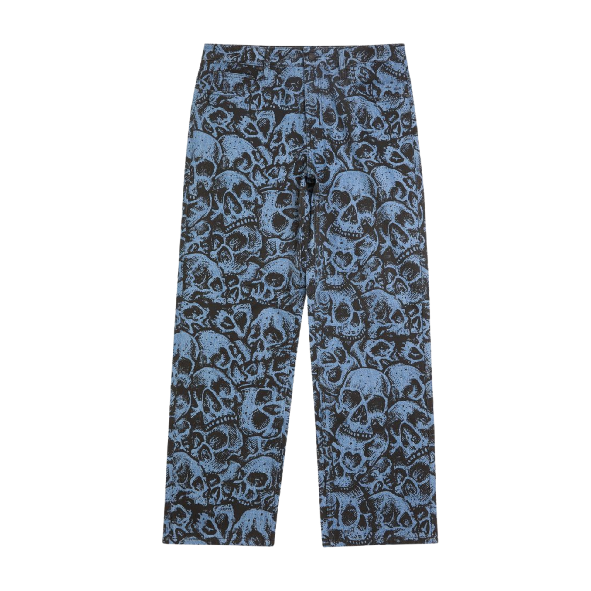 Babylon Skulls Denim Pant - Skull Print Blue