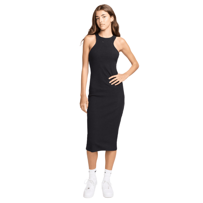 Women's Nike Sportswear Chill Knit Sleeveless Ribbed Midi Dress - Black/Black