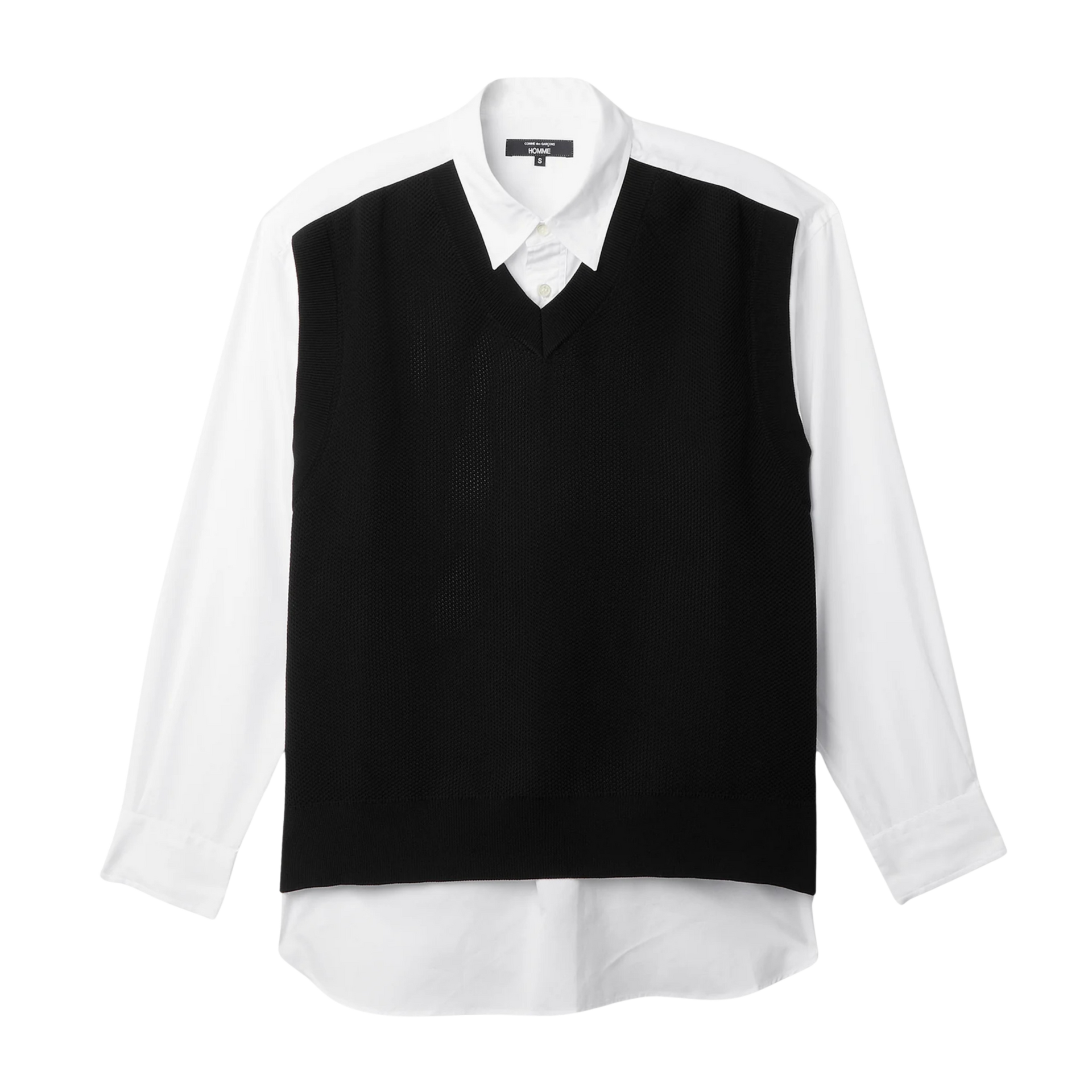COMME des GARÇONS HOMME Mixed Material Collared Shirt - White