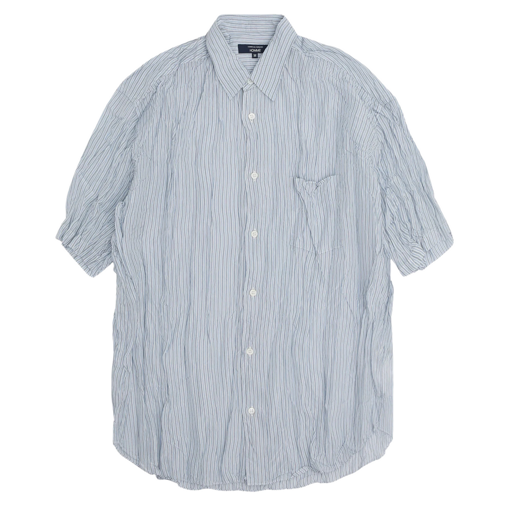 COMME des GARÇONS HOMME Men's Short Sleeve Crushed Shirt - Pale Blue Stripe