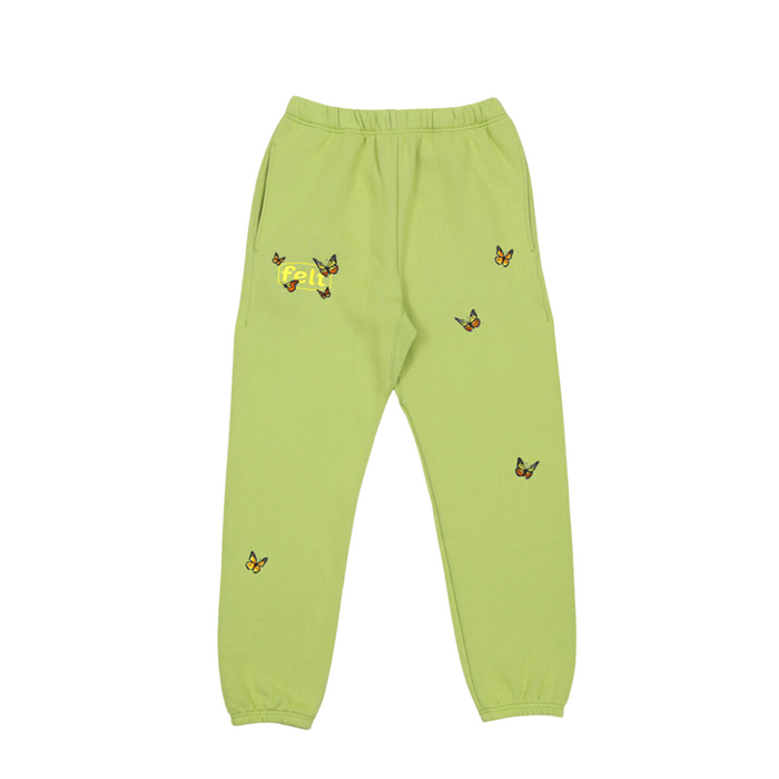 Felt Butterfly Embroidered Sweatpants - Sage