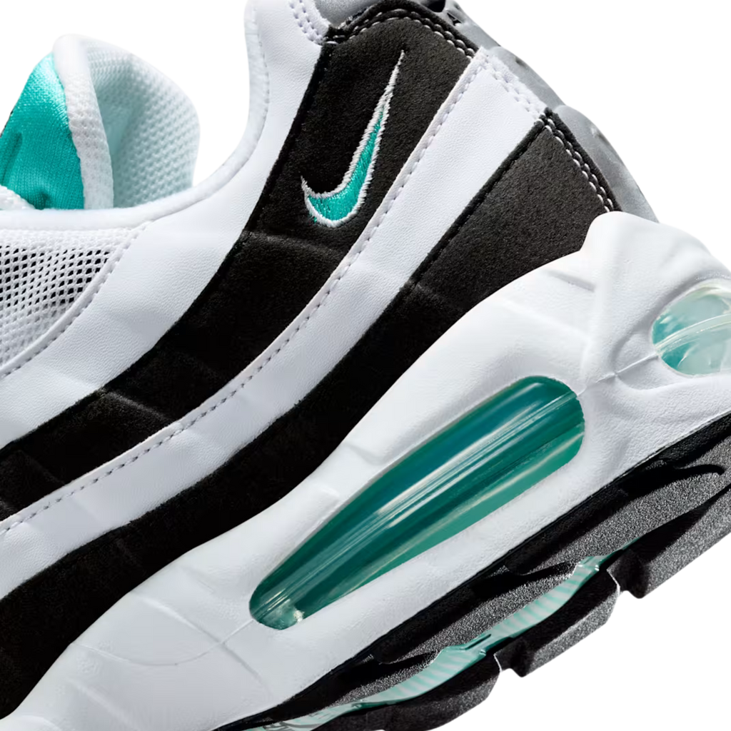 Men's Nike Air Max 95 OG "Black Border" - White/Hyper Jade/ Black/Metallic Silver