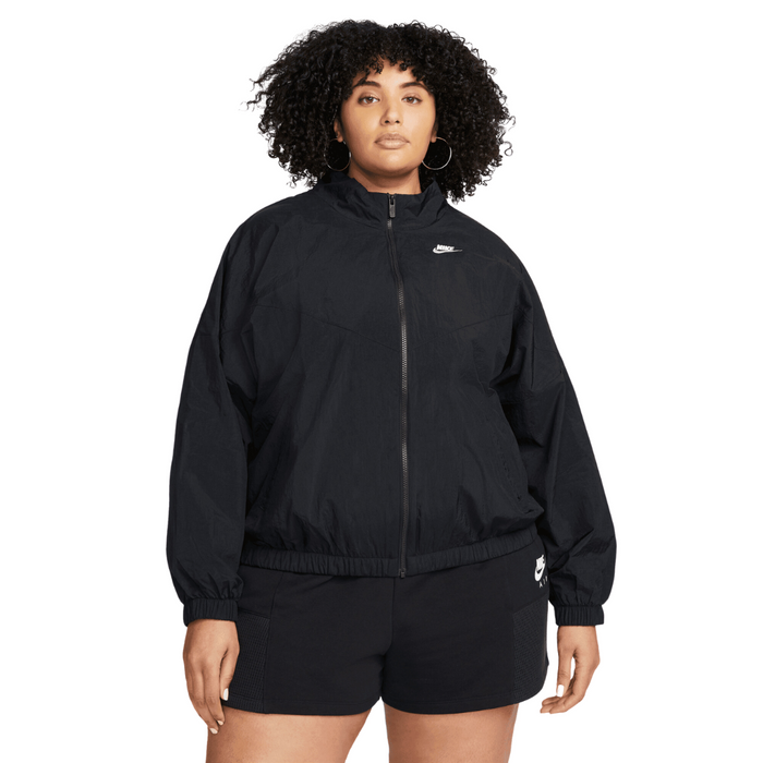 Plus - Women's Nike Sportswear Essential Windrunner - Black/Black/White