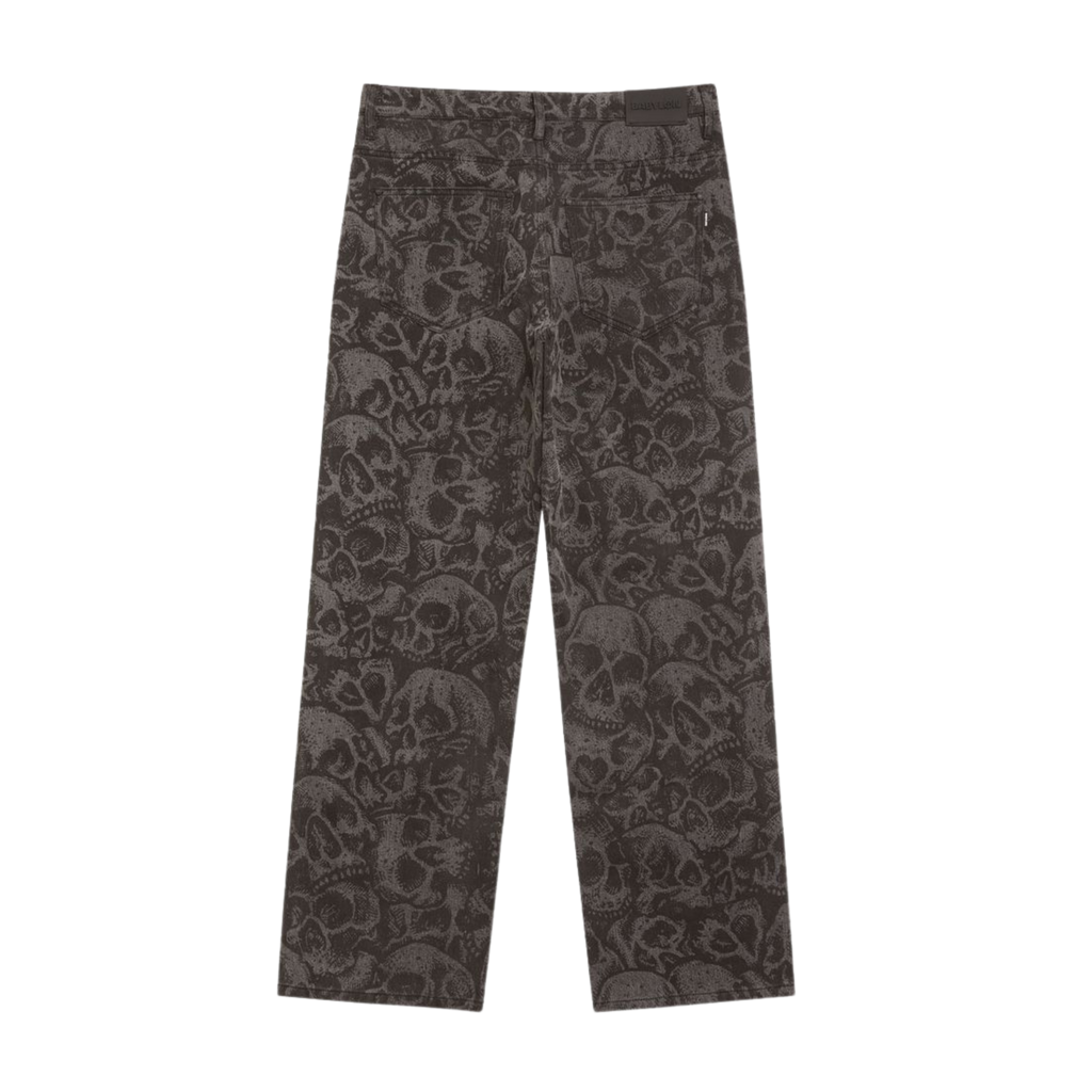 Babylon Skulls Denim Pant - Skull Print Black