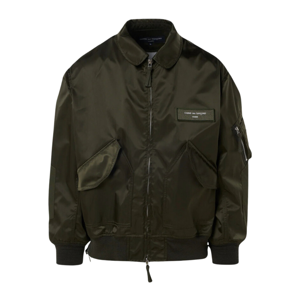 COMME des GARÇONS Homme Satin Bomber Jacket - Green/Khaki