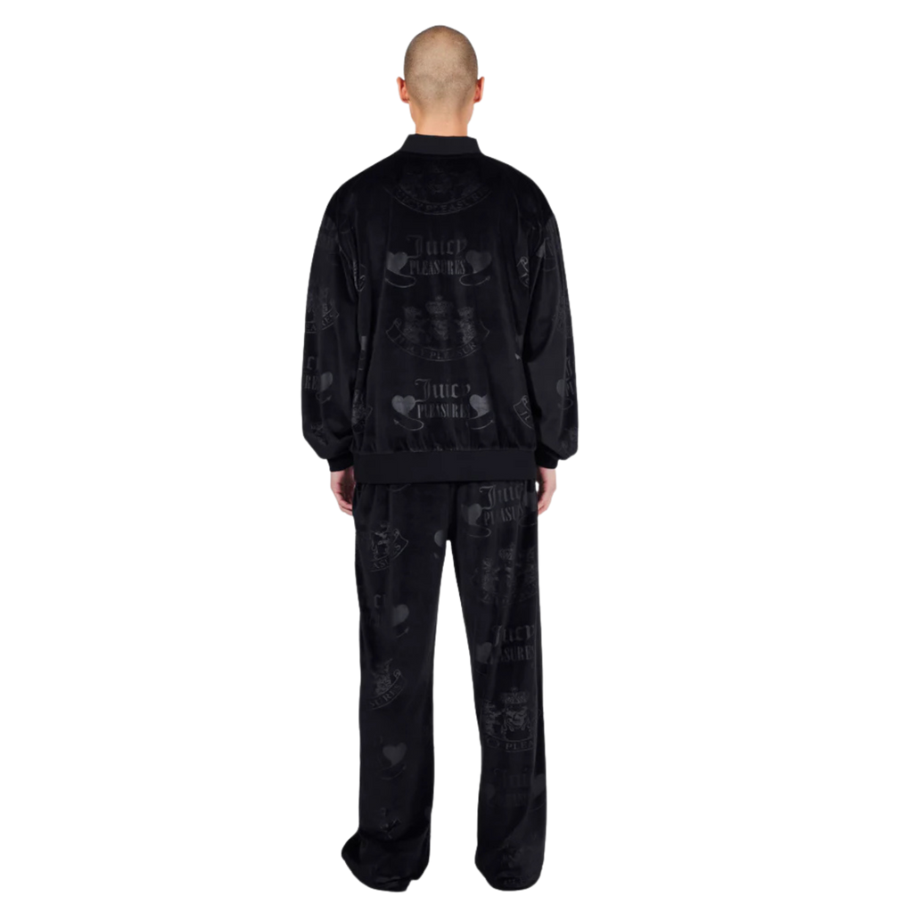 Pleasures x Juicy Couture Men's Crest Velour Quarter Zip - Black
