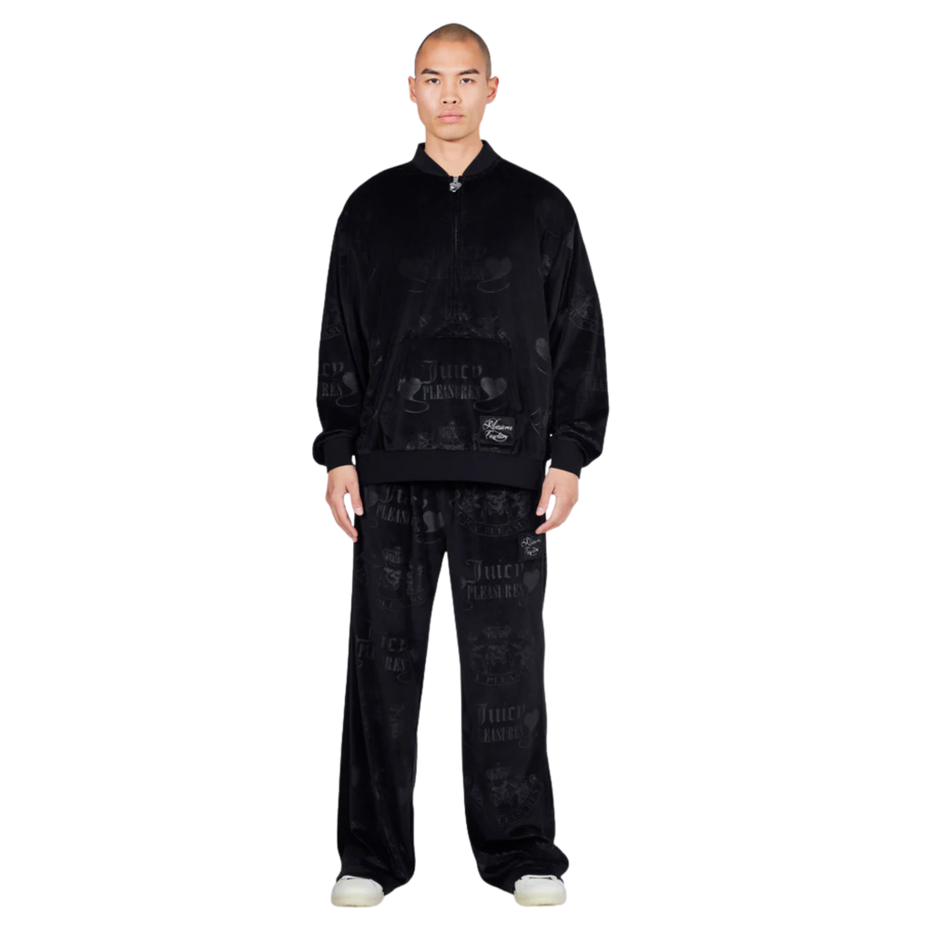 Pleasures x Juicy Couture Men's Crest Velour Quarter Zip - Black