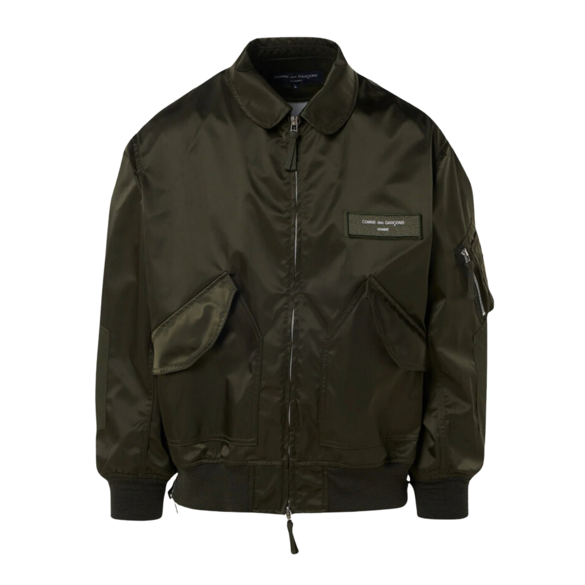 COMME des GARÇONS Homme Satin Bomber Jacket - Green/Khaki