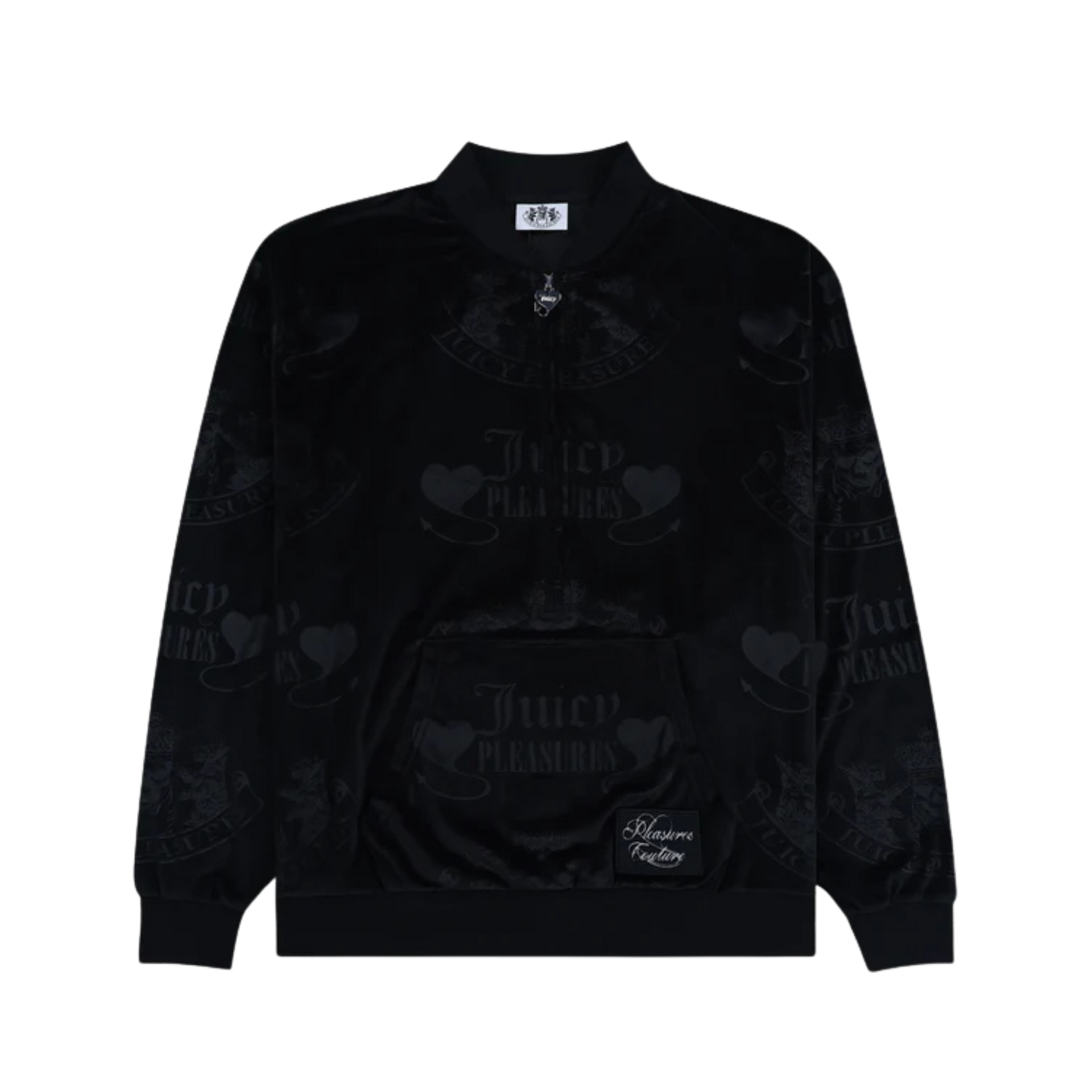 juicy Pleasures x Juicy Couture Men's Crest Velour Quarter Zip - Black