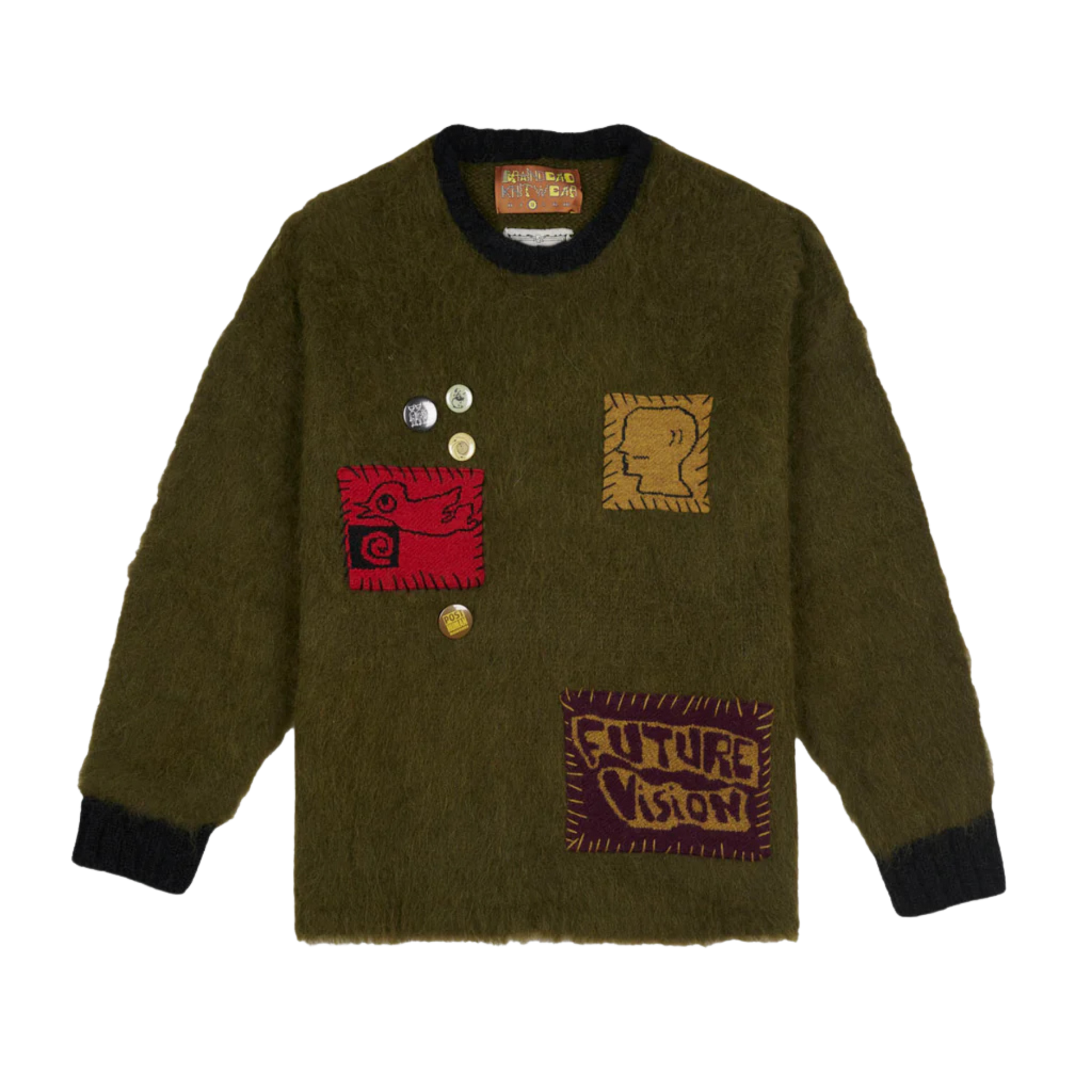 Brain Dead Future Vision Boxy Knit Sweater - Olive