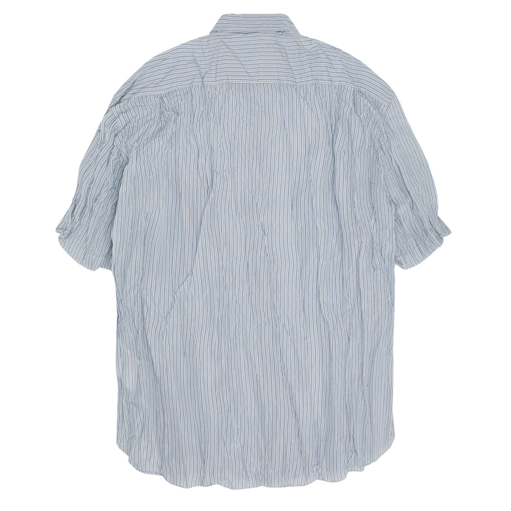 COMME des GARÇONS HOMME Men's Short Sleeve Crushed Shirt - Pale Blue Stripe