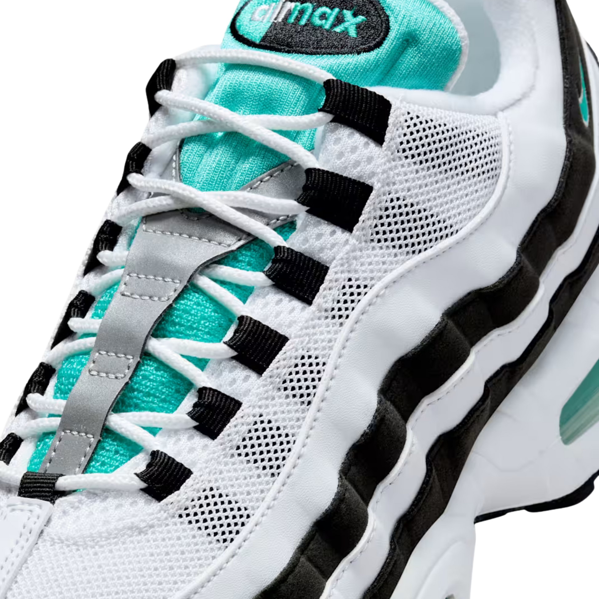 Men's Nike Air Max 95 OG "Black Border" - White/Hyper Jade/ Black/Metallic Silver