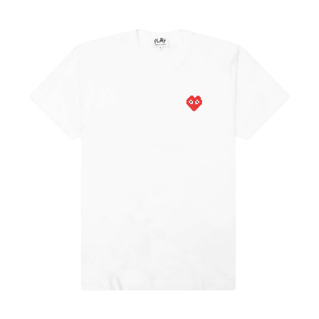 COMME des GARÇONS Play x Invader Pixel Heart T-Shirt - White COMME des GARÇONS Play x Invader Pixel Heart T-Shirt - White