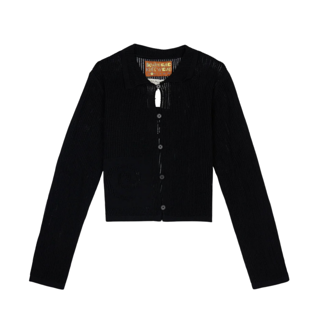 Brain Dead Mesh Knit Spiral Cardigan - Black