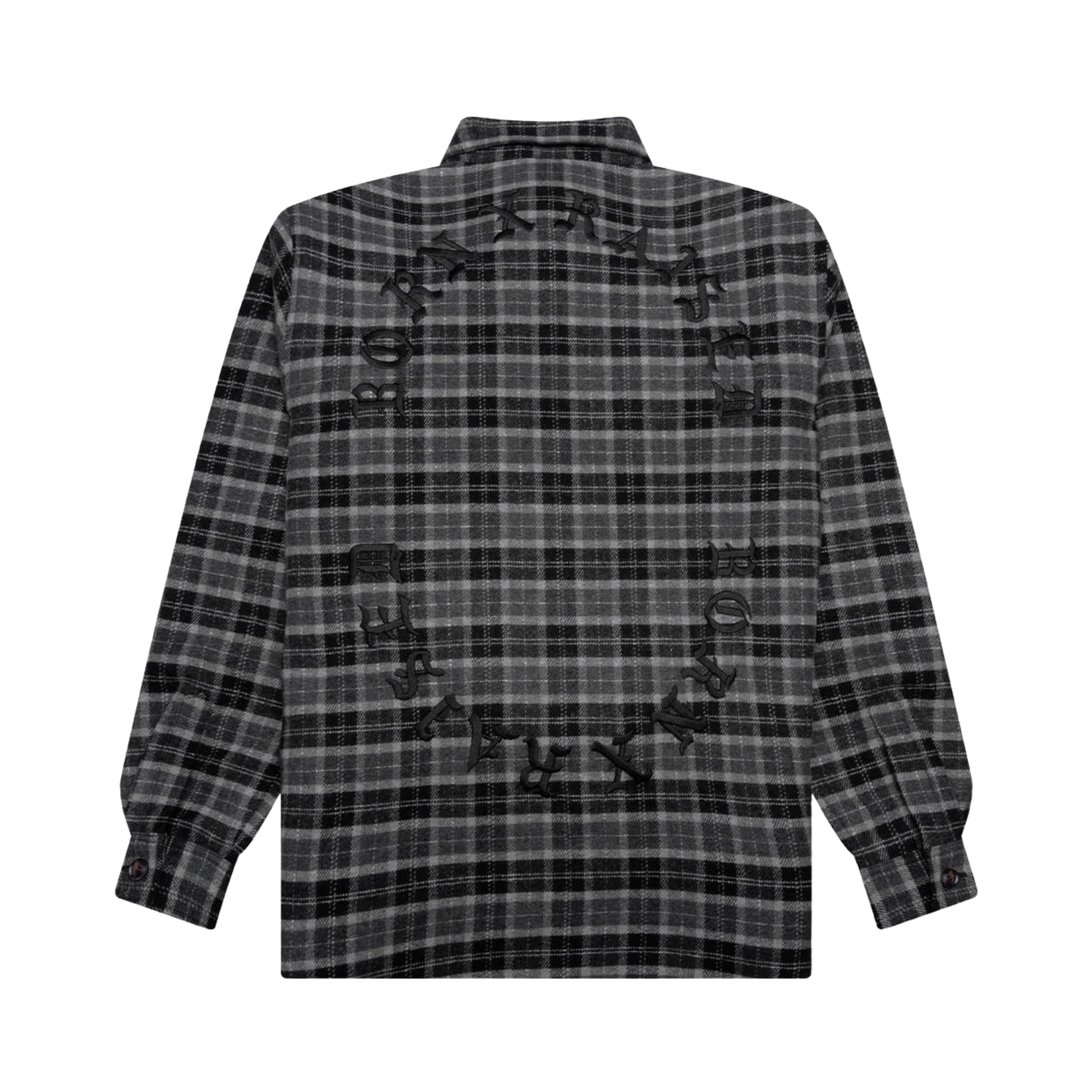Born X Raised Embroidered Flannel Shirt Jacket - Grey/Black