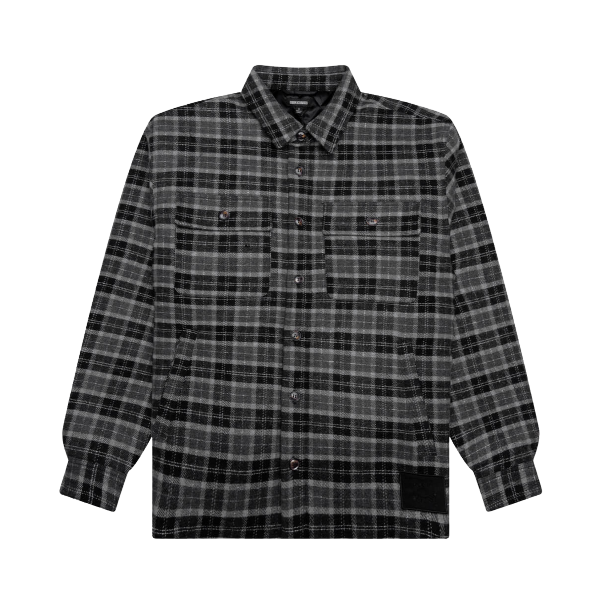 Born X Raised Embroidered Flannel Shirt Jacket - Grey/Black
