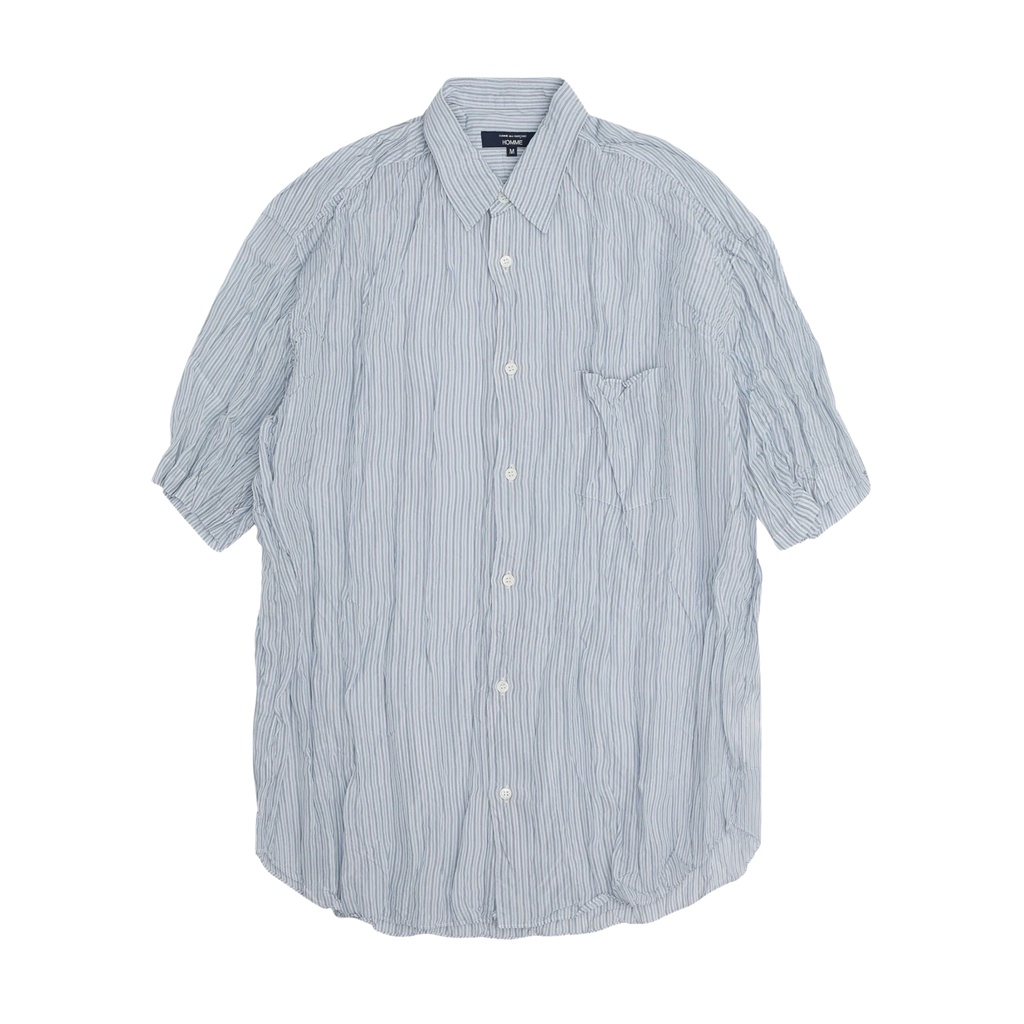 COMME des GARÇONS HOMME Men's Short Sleeve Crushed Shirt - Pale Blue Stripe