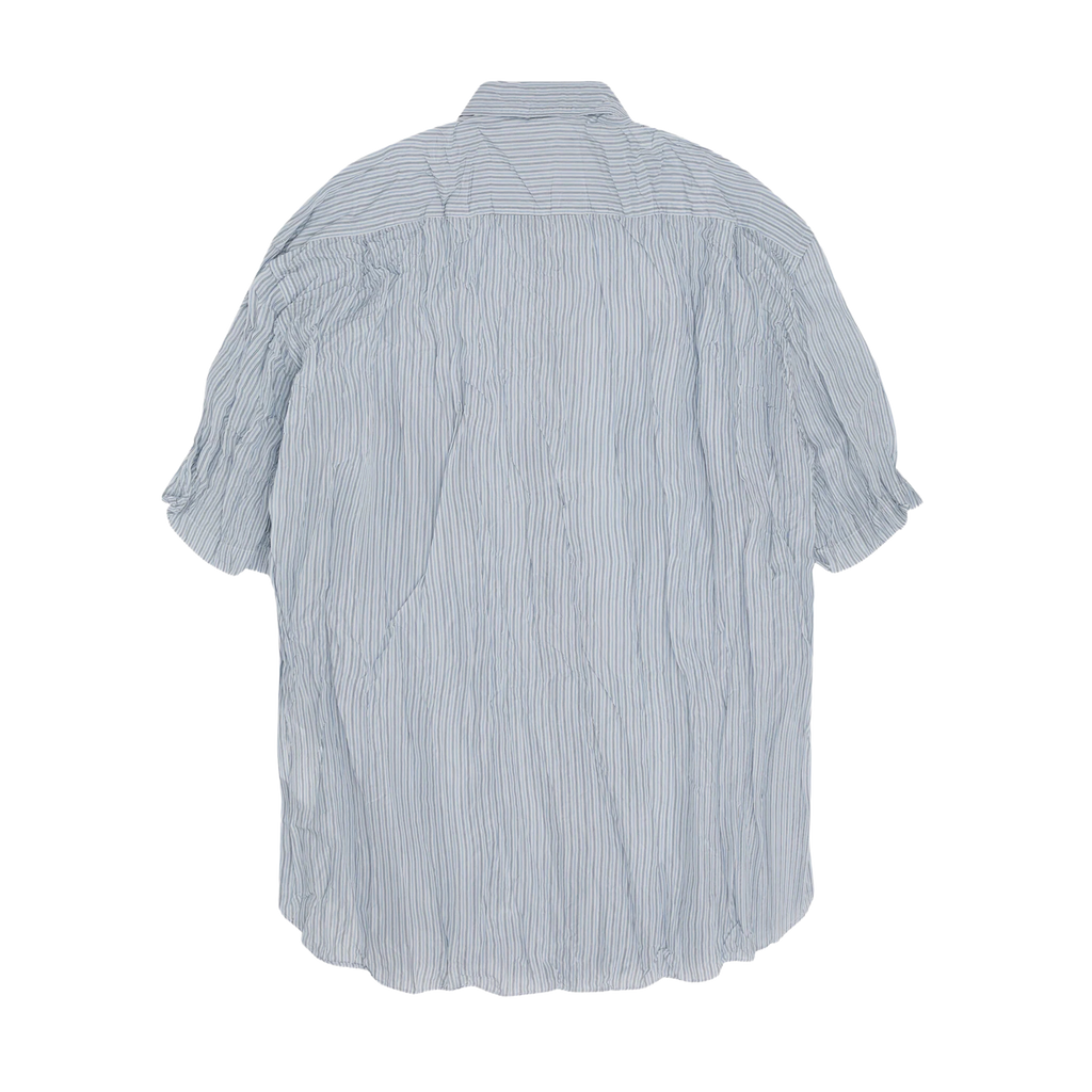 COMME des GARÇONS HOMME Men's Short Sleeve Crushed Shirt - Pale Blue Stripe