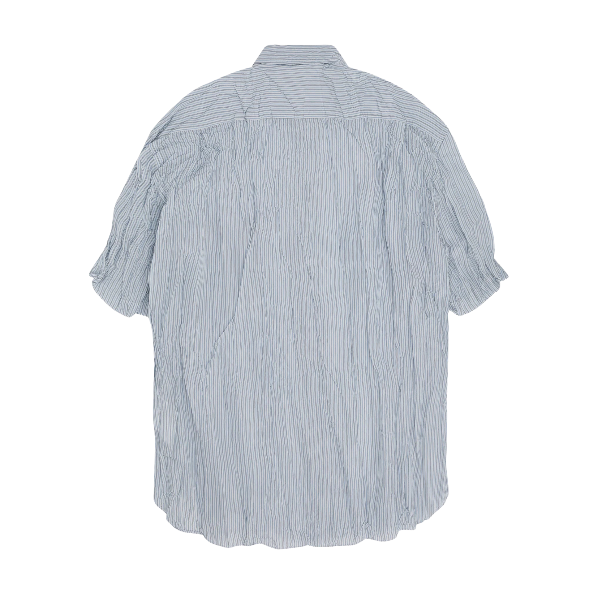 COMME des GARÇONS HOMME Men's Short Sleeve Crushed Shirt - Pale Blue Stripe