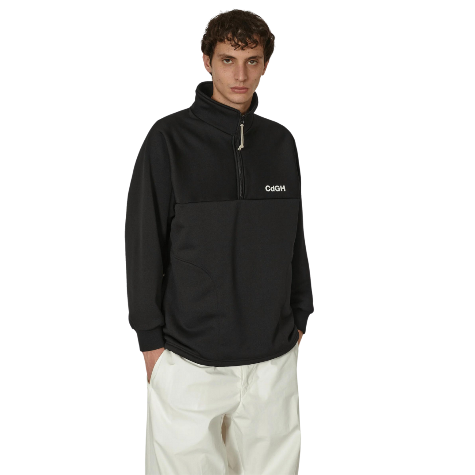 COMME des GARÇONS Homme Men's Half Zip Sweatshirt - Black COMME des GARÇONS Homme Men's Half Zip Sweatshirt - Black