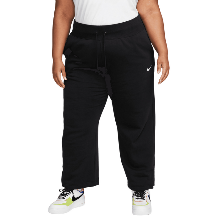 Plus - Women's Nike Sportswear Phoenix Fleece Wide-Leg Sweatpants - Black/Sail