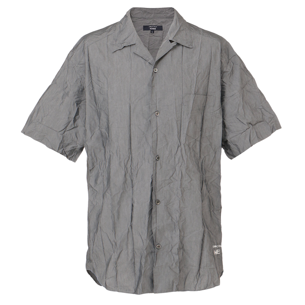 COMME des GARÇONS HOMME Men's Short Sleeve Crushed Logo Shirt - Charcoal