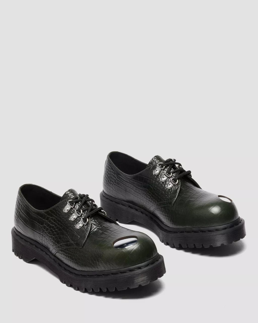 Dr. Martens 1461 Bex Steel Toe Analine Croc Emboss - Forest Green