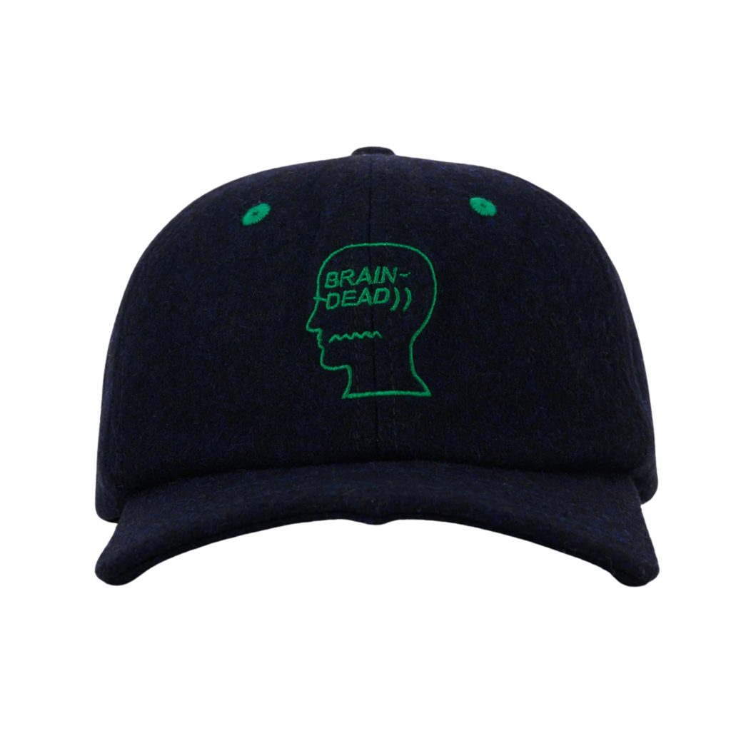 Brain Dead Batwing Logohead Flannel Hat - Navy