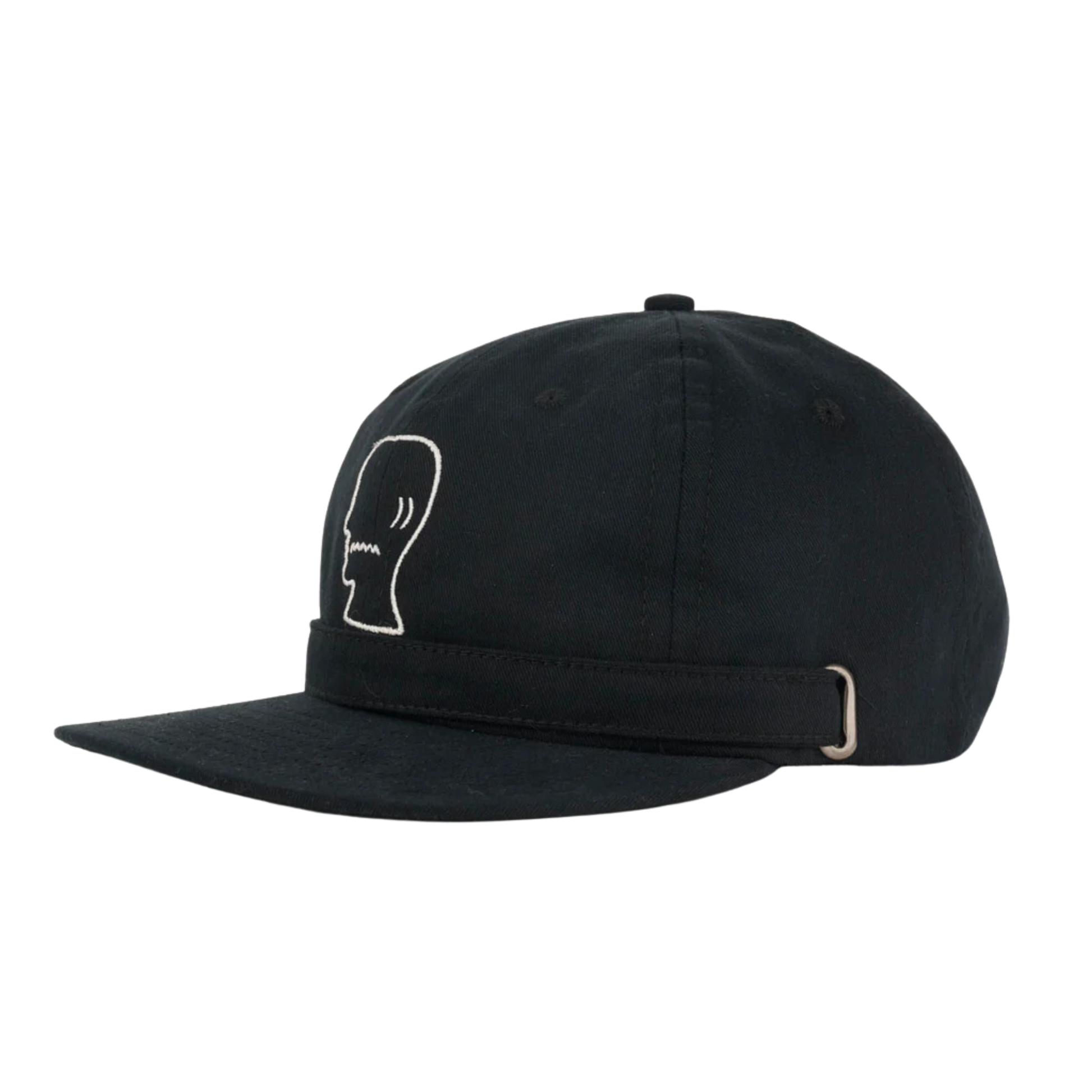 Brain Dead Extended Strap 6 Panel Logohead Hat - Black