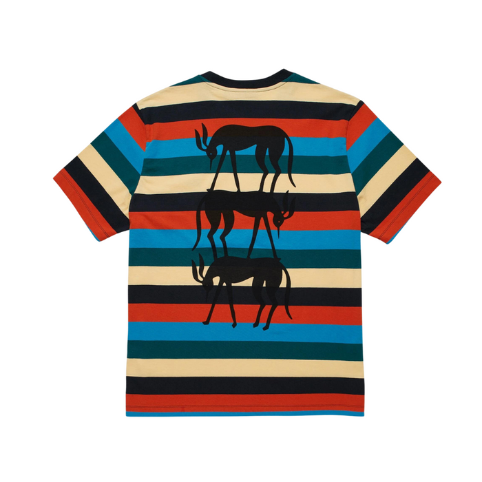 Parra Stacked Pets on Striped T-Shirt - Multi
