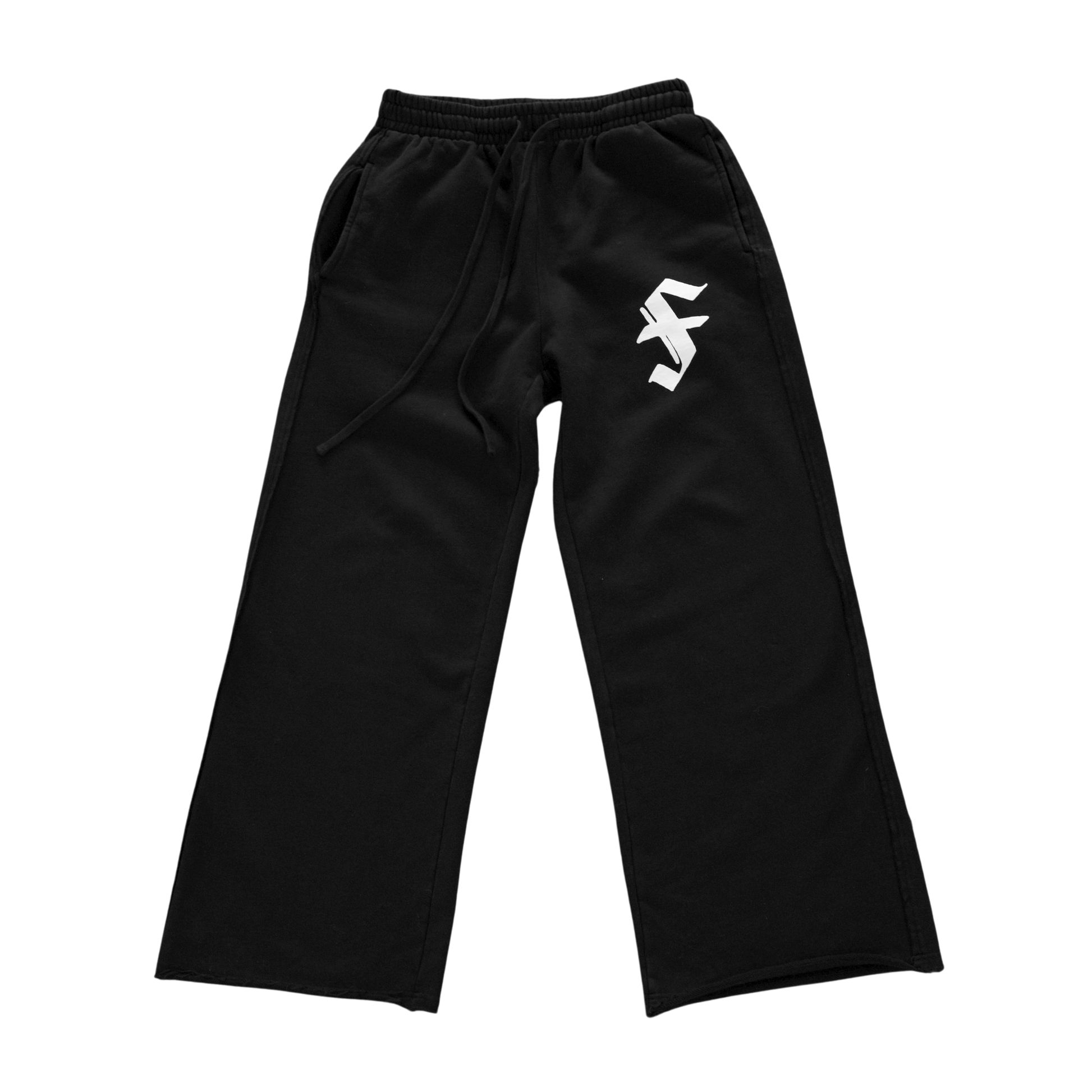 FICE Olde 'F' Raw Edge Flared Sweatpant - Black/White