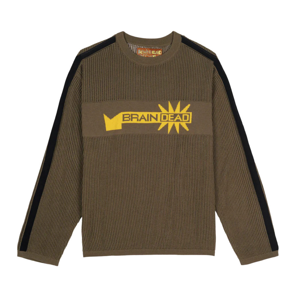 Brain Dead Long Sleeve Mesh Sweater - Green