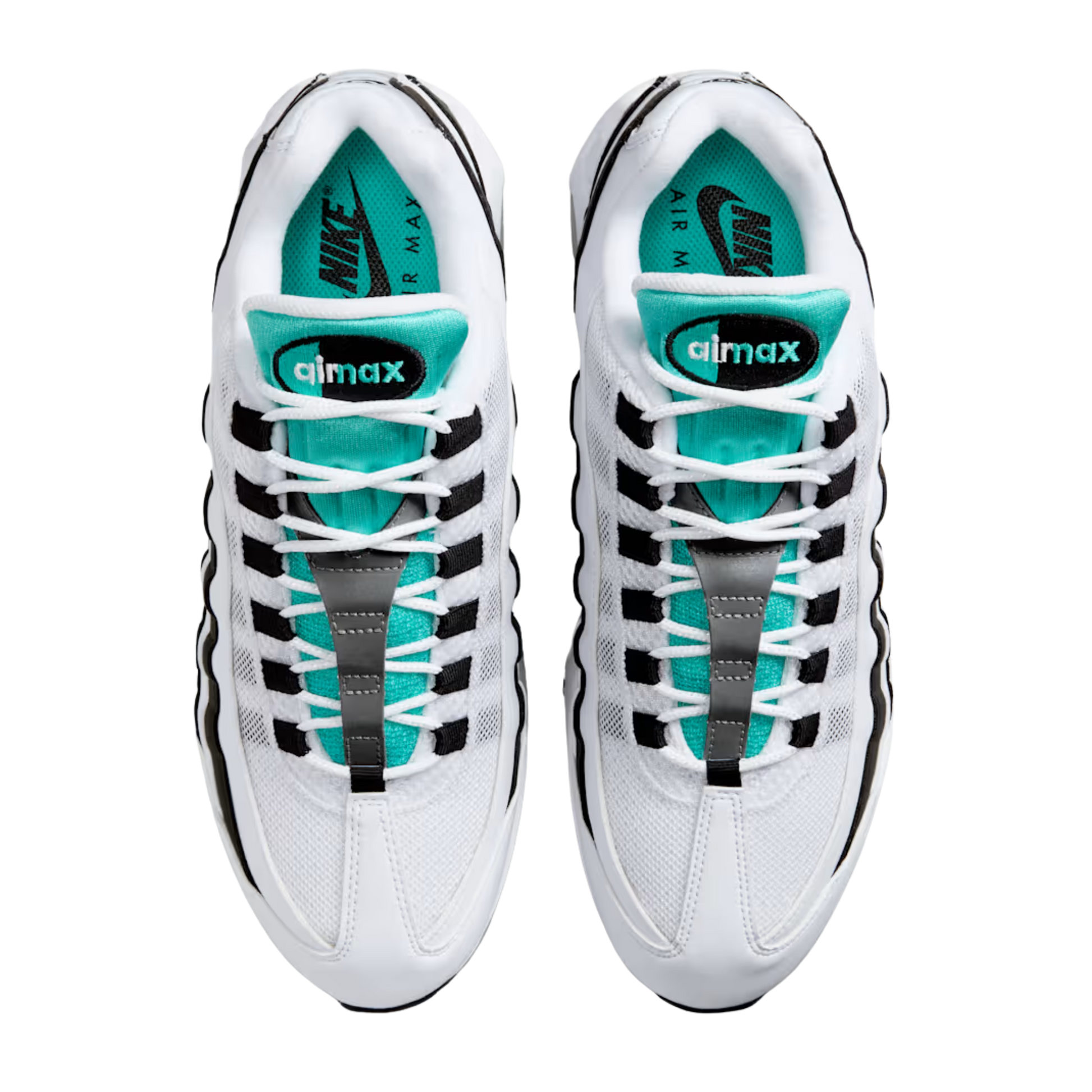 Men's Nike Air Max 95 OG "Black Border" - White/Hyper Jade/ Black/Metallic Silver