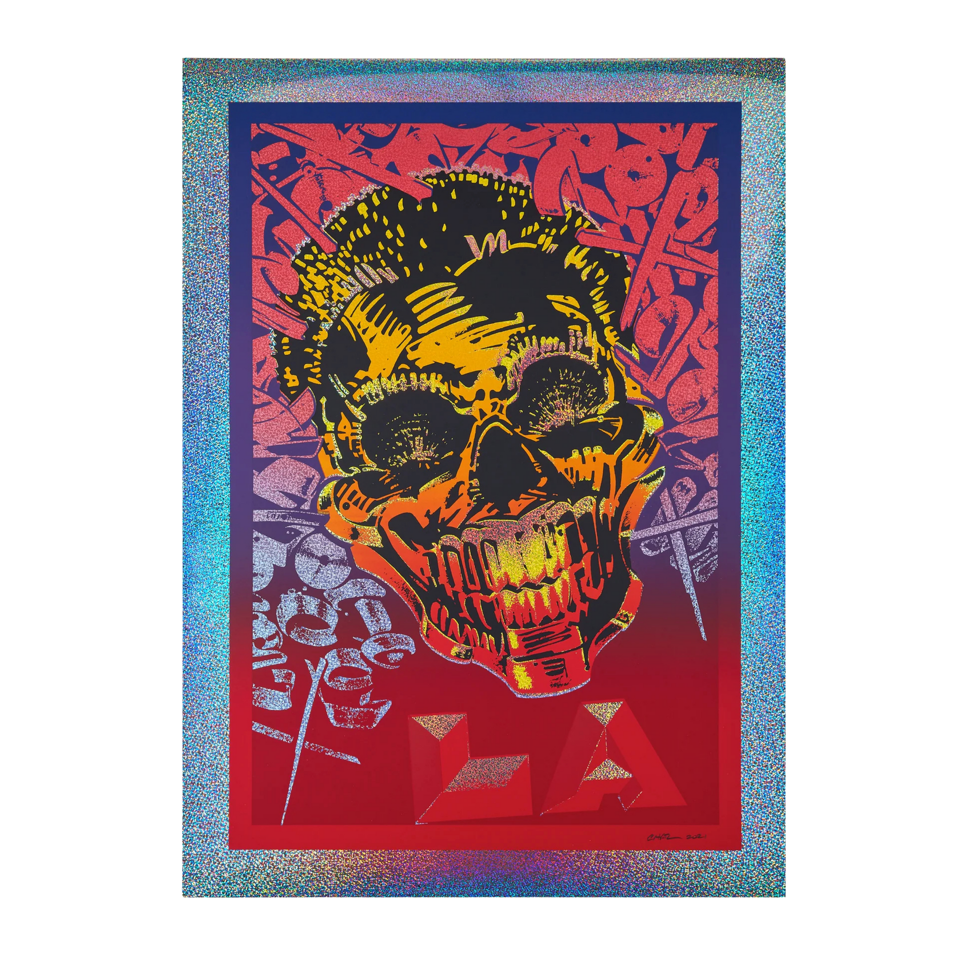 "LA MIX (Red)" Signed Print - Chaz Bojórquez