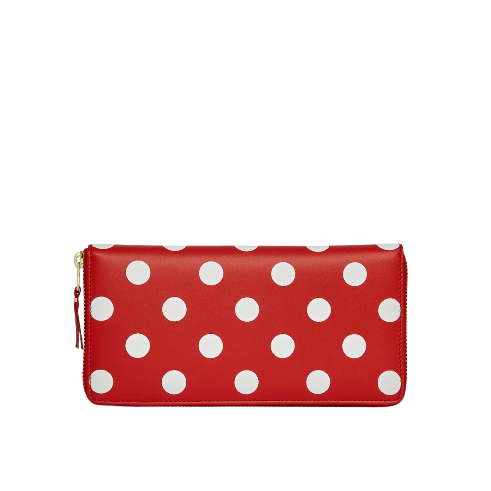 COMME des GARÇONS WALLETS Large Full Zip Leather Wallet - Red Polka Dot