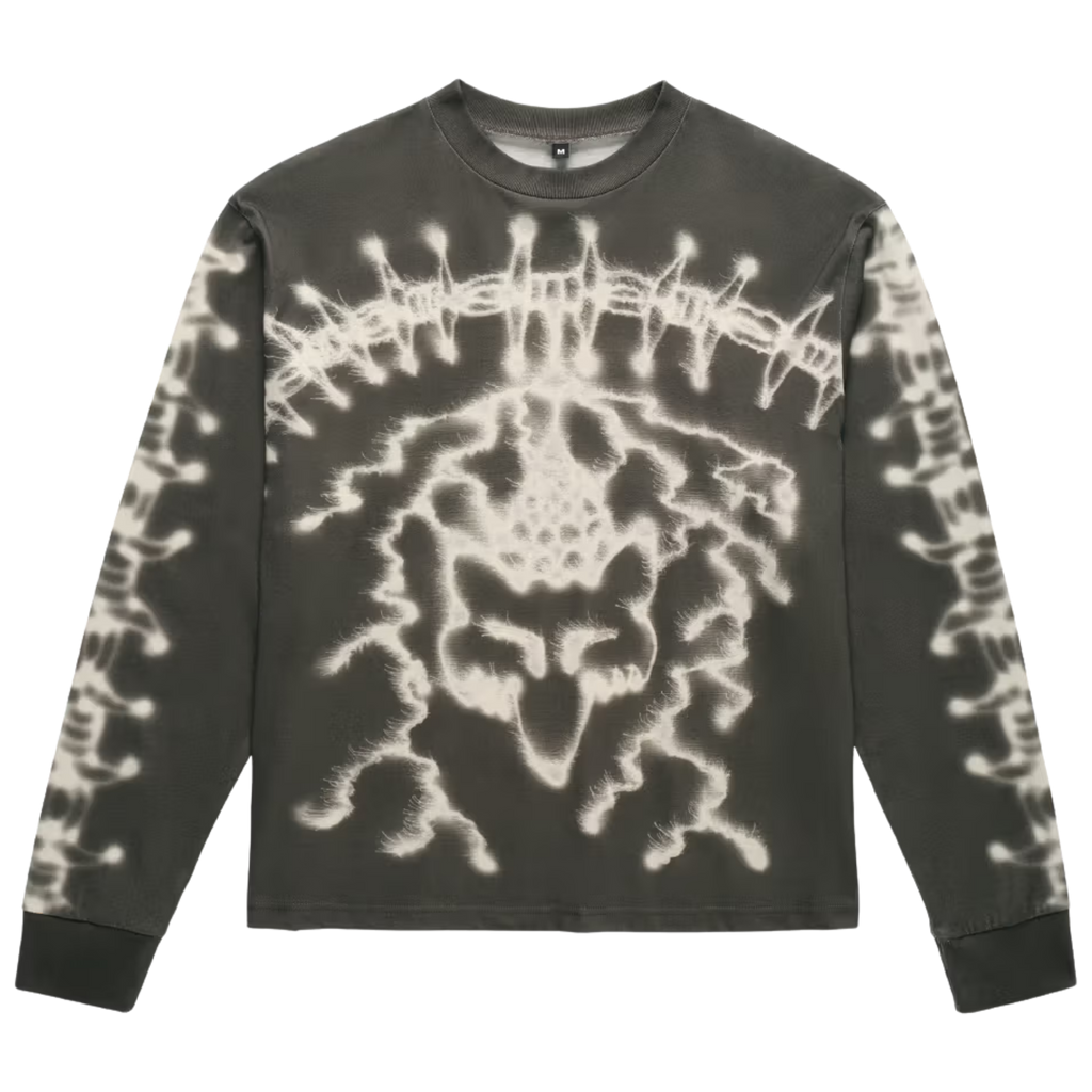 FOX LAB Airbrushed Long Sleeve Top - Charcoal Grey