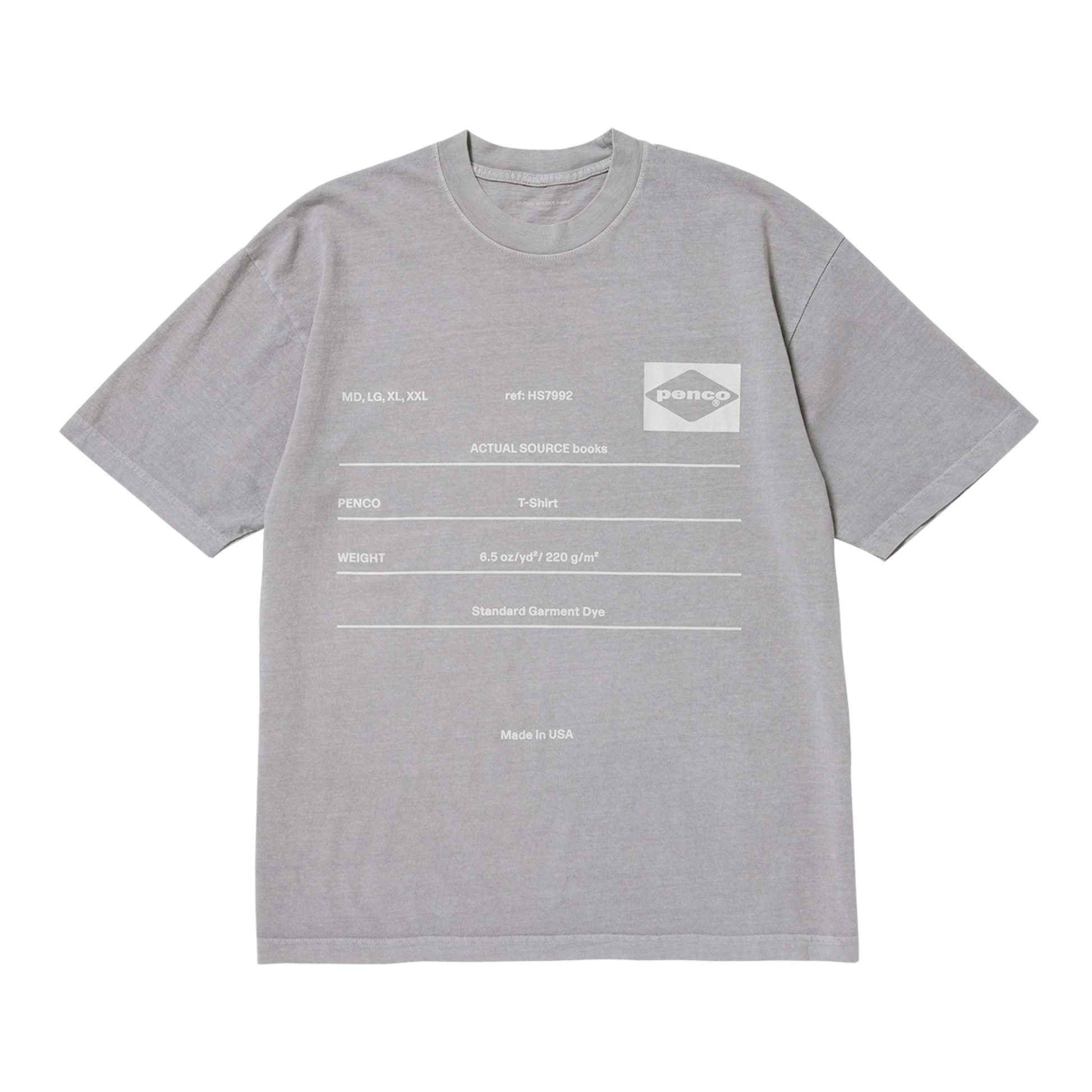 HS7992 Tee Short Sleeve Actual Source + Penco - Grey